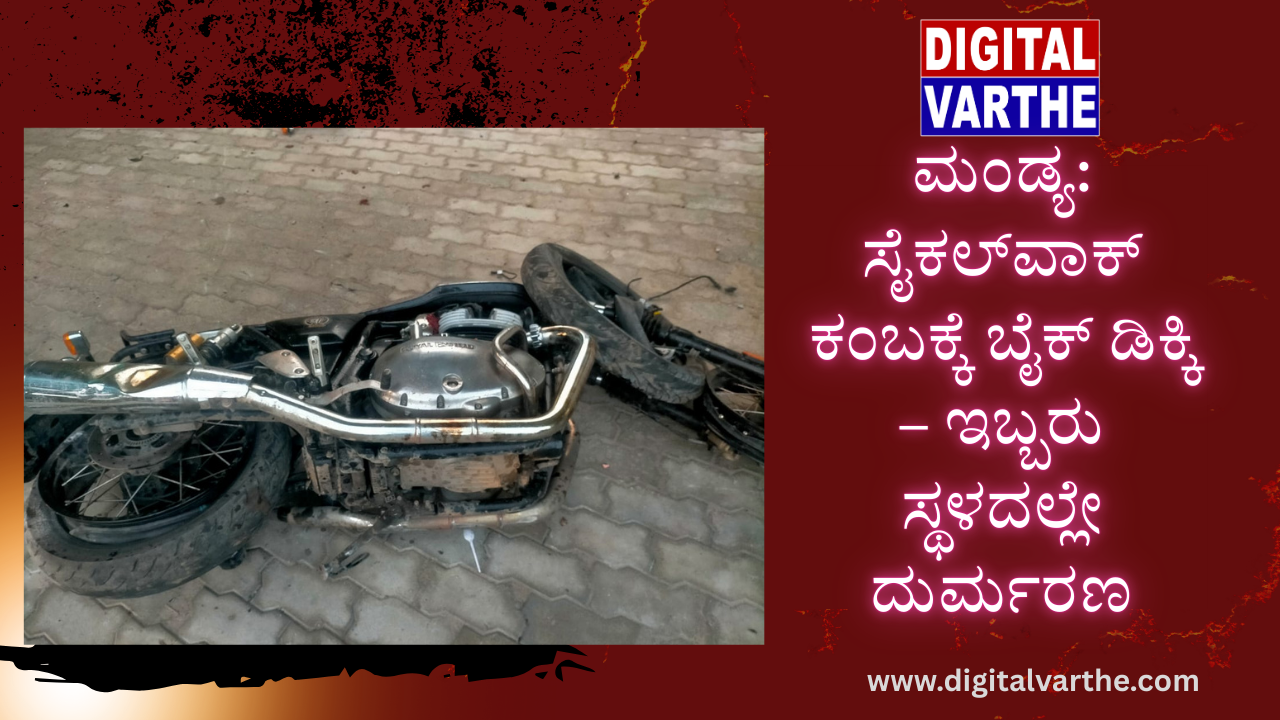 ಮಂಡ್ಯ: ಸೈಕಲ್‌ವಾಕ್ ಕಂಬಕ್ಕೆ ಬೈಕ್ ಡಿಕ್ಕಿ – ಇಬ್ಬರು ಸ್ಥಳದಲ್ಲೇ ದುರ್ಮರಣ