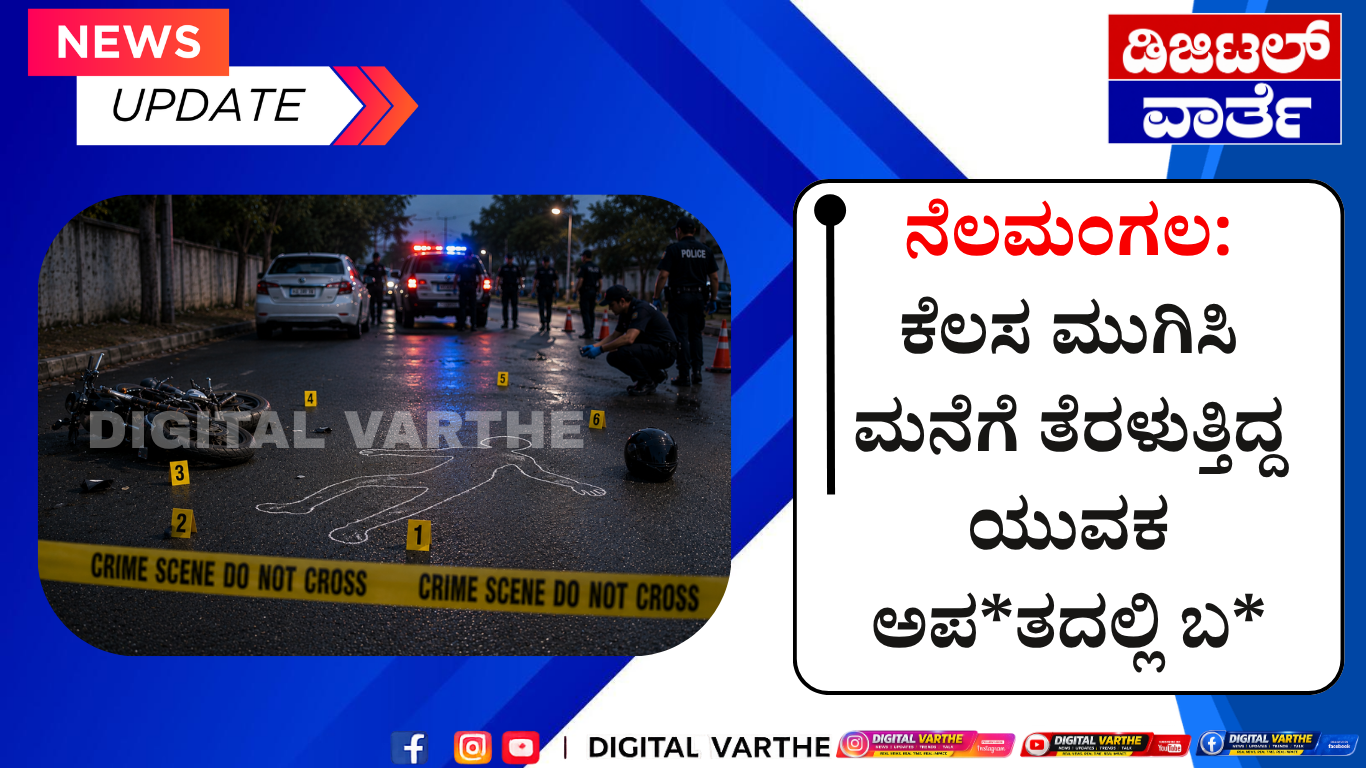 ನೆಲಮಂಗಲ: ಕೆಲಸ ಮುಗಿಸಿ ಮನೆಗೆ ತೆರಳುತ್ತಿದ್ದ ಯುವಕ ಅಪ*ತದಲ್ಲಿ ಬ*